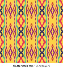 HerringboneIkat es un patrón ininterrumpido para ideas de decoración en casa. Papel de la pared de moda de ikat chevron. Decoración de almohadas. Fondo tribal. 