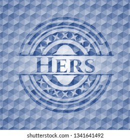 Hers blue polygonal emblem.