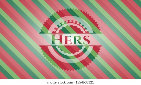 Hers christmas style badge. Vector Illustration. Detailed.