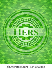 Hers realistic green emblem. Mosaic background