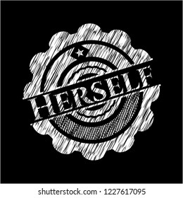 Herself chalk emblem written on a blackboard