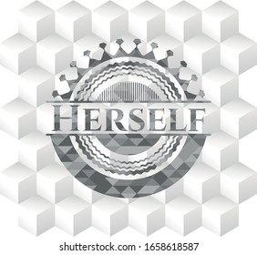 Emblema gris propio con fondo blanco cúbico geométrico