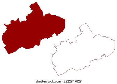 Hertsmere Non-metropolitan district, borough (United Kingdom of Great Britain and Northern Ireland, ceremonial county Hertfordshire or Herts, England) map vector illustration, scribble sketch map