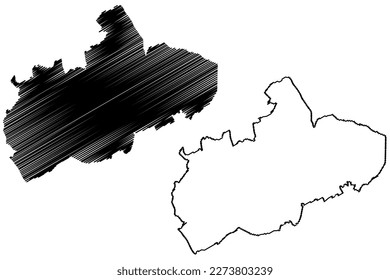 Hertsmere Non-metropolitan district, borough (United Kingdom of Great Britain and Northern Ireland, ceremonial county Hertfordshire or Herts, England) map vector illustration, scribble sketch map