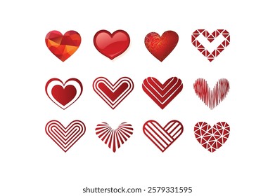 Herz Sammlung - heart collection, Set of red hearts in different pose