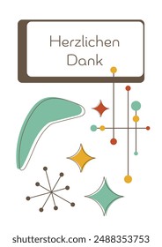 Herzlichen Dank - text in German language - Thank you very much. Card in modern retro design.