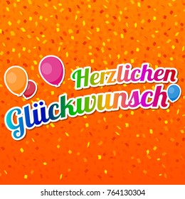 Herzlichen Glückwunsch - Happy Birthday Card Vector.