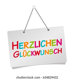 Herzlichen Glückwunsch - Happy Birthday Door Sign isolated on white background.