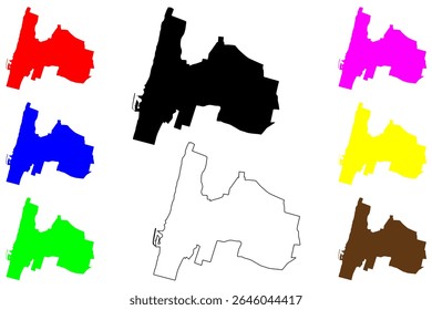 Herzliya city (State of Israel, Tel Aviv District) map vector illustration, scribble sketch Herzliyya map