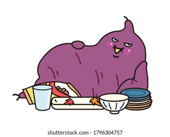 He's full of appetite. Mr. sweet potato who ate too much.