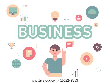 He's the one who's announcing it at the company. Explain using the business icon.
