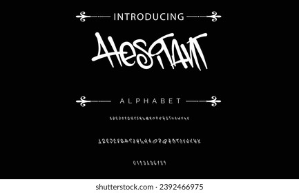 Hesitant Graffiti font text effect, spray and street text style