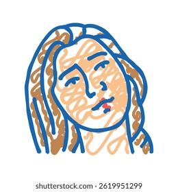 hesitation woman expression doodle icon sketch vector. hesitation woman expression sign. isolated symbol illustration