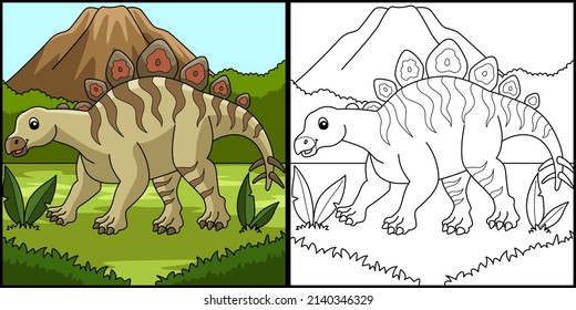 Hesperosaurus Dinosaur Coloring Page Illustration