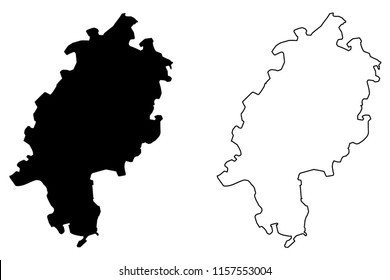 Hesse (Federal Republic of Germany, State of Germany, Hessia) map vector illustration, scribble sketch Hesse map