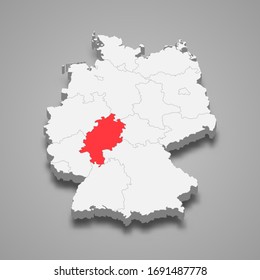 Hesse state location within Germany 3d map