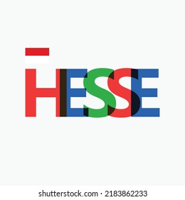 Hesse vector RGB overlapping letters typography with flag. German state logotype decoration.