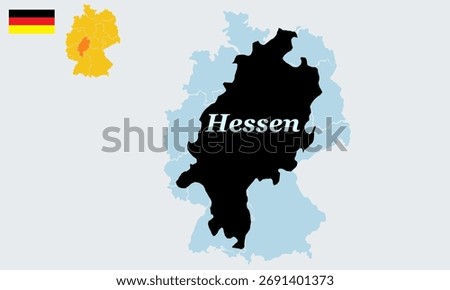 Hessen  Germany Map with German Flag - Federal State Vector Illustration