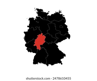 Hessen state highlighted on Germany map Vector.