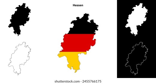 Hessen state outline map set