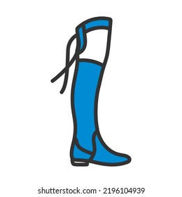 Hessian Boots Icon. Editable Bold Outline With Color Fill Design. Vector Illustration.