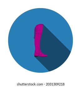 Hessian Boots Icon. Flat Circle Stencil Design With Long Shadow. Vector Illustration.