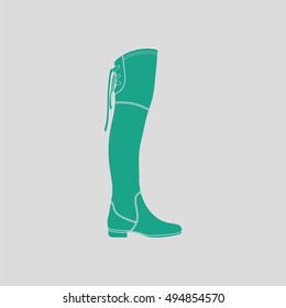 Hessian boots icon. Gray background with green. Vector illustration.