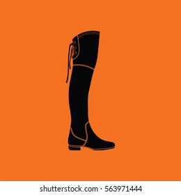 Hessian boots icon. Orange background with black. Vector illustration.
