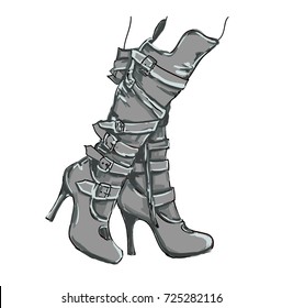 Hessian boots watercolor sketch