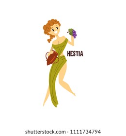 Hestia Greek Goddess, ancient Greece mythology character vector Illustration on a white background