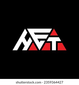 HET triangle letter logo design with triangle shape. HET triangle logo design monogram. HET triangle vector logo template with red color. HET triangular logo Simple, Elegant, and Luxurious design.