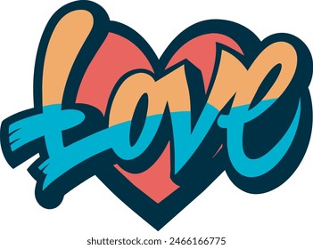 het word l'amour a rencontré een hart dans het midden dans le stijl de graffeur