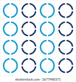 Ilustración vectorial de iconos azules heterogéneos