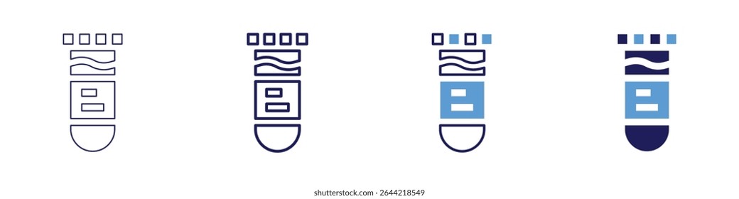 Icono de mezcla heterogénea en 4 estilos diferentes. Línea delgada, línea, línea en negrita, duotono. Estilo duotono. Trazo editable.