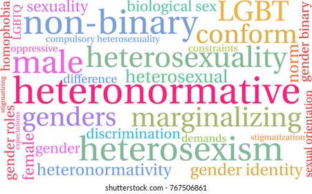 Heteronormative word cloud on a white background. 