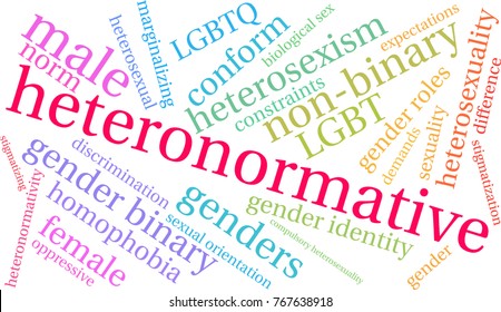 Heteronormative word cloud on a white background. 