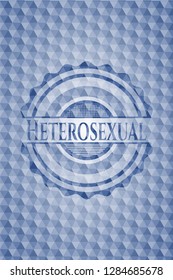 Heterosexual blue badge with geometric pattern.