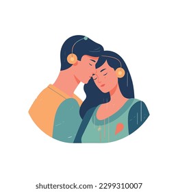 Heterosexual couple embracing, with love and joy isolated