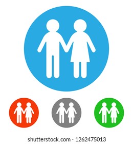 Heterosexual couple sign. Icon set. Vector.