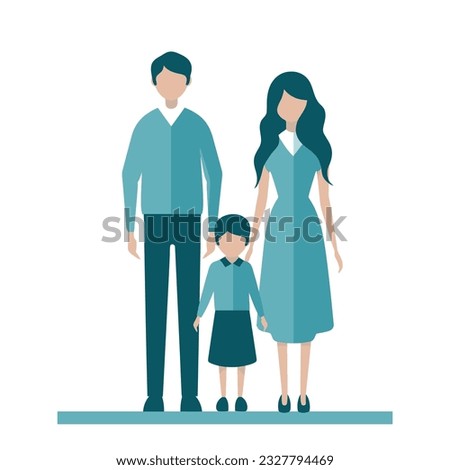 A Heterosexual Family - A Vector Image Isolated on White Background