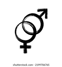 Heterosexual Gender Symbol. Black Ink