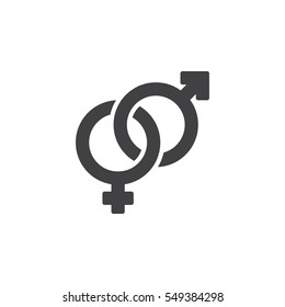 Heterosexual Gender Symbol Icon Vector, Male And Female Flat Sign, Solid Pictogram Isolated On White. Logo Illustration