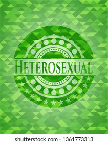 Heterosexual green emblem with mosaic ecological style background