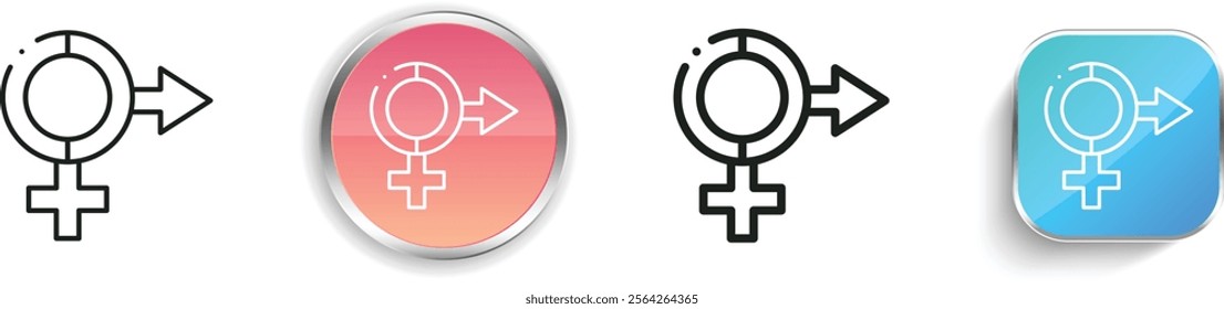 heterosexual icon. Thin Linear, Regular and Button Style Design Isolated On White Background