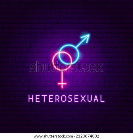Heterosexual Neon Label. Vector Illustration of Sex Promotion.
