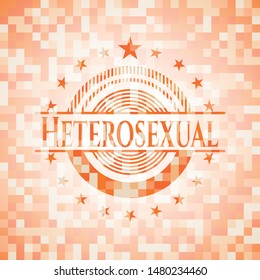 Heterosexual orange mosaic emblem. Vector Illustration. Detailed.