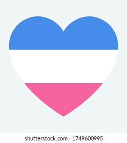 Heterosexual pride flag, in heart shape icon on white background, vector illustration