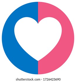 bandera del orgullo heterosexual, icono de forma redonda sobre fondo blanco