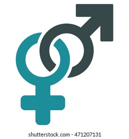 Heterosexual Symbol icon. Vector style is bicolor flat iconic symbol with rounded angles, soft blue colors, white background.