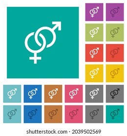 Heterosexuelles Symbol mehrfarbige flache Symbole auf einfarbigem Hintergrund. Weiße und dunklere Icon-Variationen für Hover oder aktive Effekte.